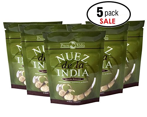0617353012637 - NUEZ DE LA INDIA + FREE DIET GUIDE EBOOK (5 PACKS OF 12 SEEDS/SEMILLAS)- AUTHENTIC, PURE, SAFE & IMPORTED FRESH FROM THE AMAZON - INSPECTED & PACKAGED IN AN FDA REGISTERED FACILITY - THE MOST EFFECTIVE NUEZ DE LA INDIA ON THE MARKET