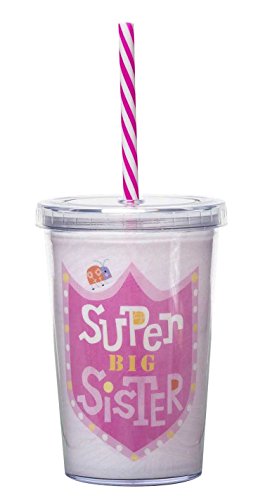 0617390458849 - C.R. GIBSON KIDS INSULATED SUPER BIG SISTER TUMBLER WITH STRAW