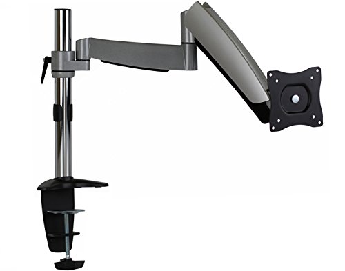 0617401052547 - MOUNT-IT! MI-7C012 HEIGHT ADJUSTABLE DUAL ARM COMPUTER MONITOR DESK MOUNT STAND FOR ONE LCD FLAT SCREEN MONITOR, VESA 75 AND 100 COMPATIBLE WITH 22, 23, 24, 27 INCH SCREENS, GAS SPRING, FULL MOTION, TILT, SWIVEL, ROTATE, 39.6 LBS CAPACITY