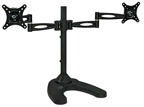 0617401053711 - MOUNT-IT! MI-792 DUAL LCD MONITOR MOUNT STAND, ARTICULATING ARM, FULLY ADJUSTABLE FREESTANDING DESK, TWO COMPUTER LED FLAT SCREENS 20, 22, 23, 24, 25 AND 27 INCHES, VESA 75 AND 100, BLACK