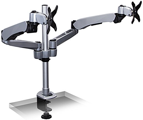 0617401054299 - MOUNT-IT! EXPANDABLE TWO MONITOR COMPUTER DESK MOUNT SPRING ARM QUICK RELEASE (MI-45116)