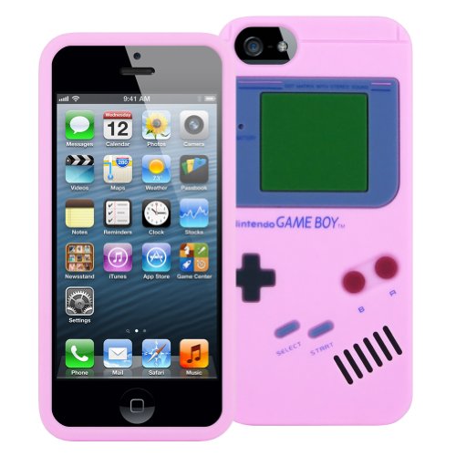 0617401184996 - GAME BOY STYLE CASE FOR IPHONE 5/5S - TPU SILICONE SKIN COVER (PINK)
