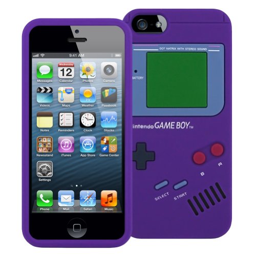 0617401185009 - GAME BOY STYLE CASE FOR IPHONE 5/5S - TPU SILICONE SKIN COVER (PURPLE)