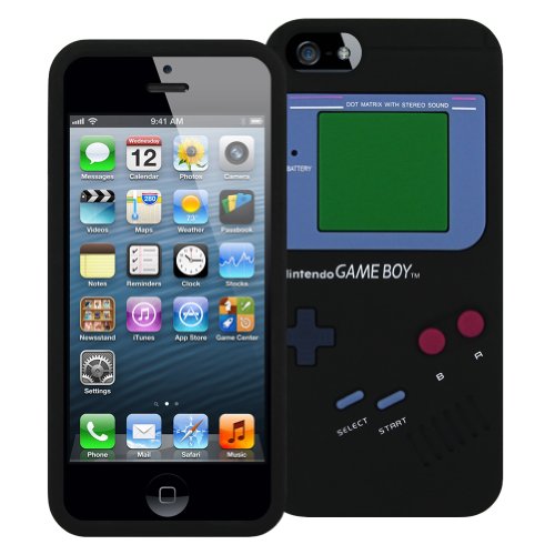 0617401185016 - GAME BOY STYLE CASE FOR IPHONE 5/5S - TPU SILICONE SKIN COVER (BLACK)