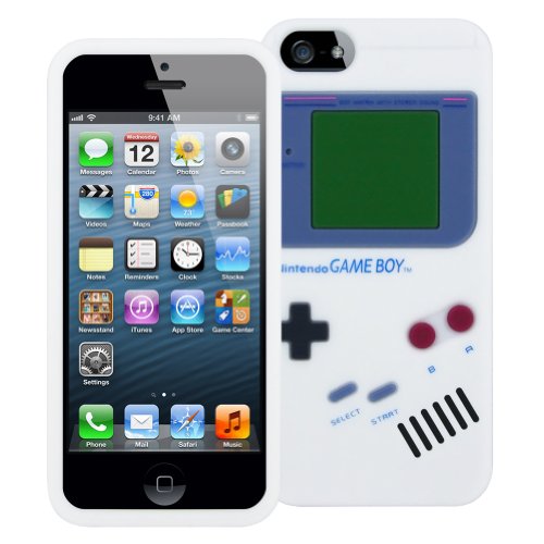 0617401185023 - GAME BOY STYLE CASE FOR IPHONE 5/5S - TPU SILICONE SKIN COVER (WHITE)