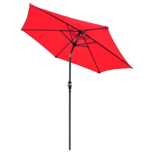 0617401643769 - STURDY 8 FEET PATIO OUTDOOR FURNITURE RED ANTI-FADE UMBRELLA AIR VENTED TOP TILT SYSTEM ALUMINUM POLE FOR CAFE MARKET HOME UV30+ POLY SUNSHADE WATERPROOF CANOPY