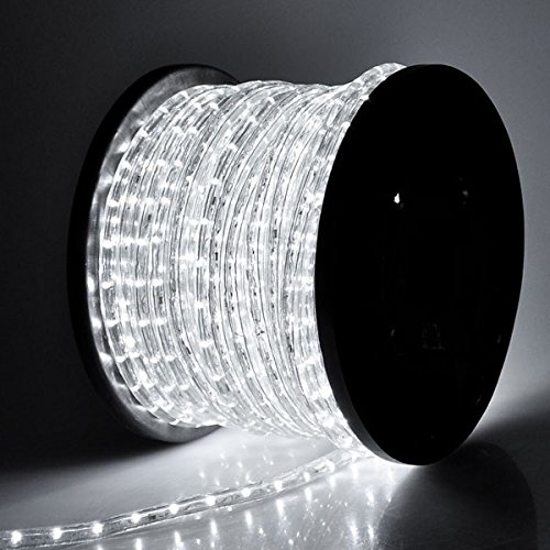 0617401644643 - COOL WHITE 150FT 2-WIRES FLEXIBLE 1620 BULBS LED ROPE LIGHTS W/ POWER CORDS CONNECTORS 110V FOR INDOOR OUTDOOR HOME LIGHTING HOLIDAY CHRISTMAS PARTY RESTAURANT CAFÉ DECORATION