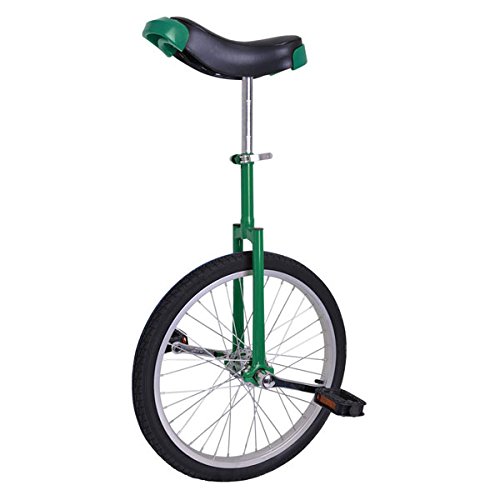 0617401652556 - BRIGHT GREEN 20-INCH / 20 ALUMINUM RIM MOUNTAIN BIKE WHEEL STEEL FRAME UNICYCLE W/ COMFORTABLE SADDLE QUICK RELEASE SEAT POST CLAMP FOR CYCLING BIKE BALANCE RIDING INDOOR OUTDOOR HEAVY DUTY
