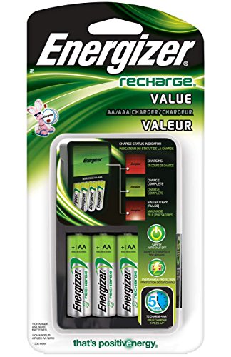 0617407570724 - ENERGIZER RECHARGE VALUE CHARGER WITH 4 AA NIMH RECHARGEABLE BATTERIES INCLUDED