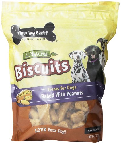 0617407612769 - THREE DOG BAKERY BISCUITS PEANUT BUTTER DOG TREATS, 32-OUNCE