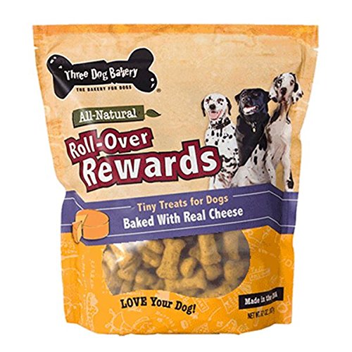 0617407612820 - THREE DOG BAKERY ROLL-OVER REWARDS CHEESE DOG TREATS, 32-OUNCE