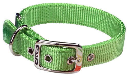0617407671124 - HAMILTON DOUBLE THICK NYLON DELUXE DOG COLLAR, 1-INCH BY 22-INCH, LIME GREEN