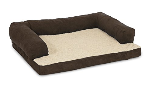 0617407693478 - ASPEN PET BOLSTER ORTHO PET BED, 35 X 25, ASSORTED BLUE/BROWN