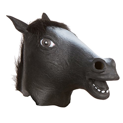 0617529501002 - GIANT ANIMAL MASKS BY ALLURES & ILLUSIONS - BLACK HORSE HEAD COSTUME MASK