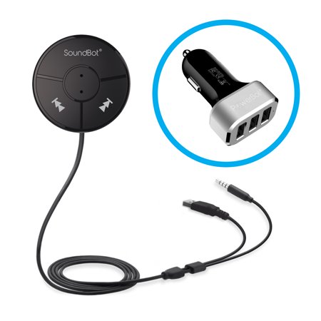 0617629991192 - SOUNDBOT SB360 BLUETOOTH 4.0 CAR KIT HANDS-FREE WIRELESS TALKING & MUSIC STREAMING DONGLE W/ 10W DUAL PORT 2.1A USB CHARGER + MAGNETIC MOUNTS + BUILT-IN 3.5MM AUX CABLE
