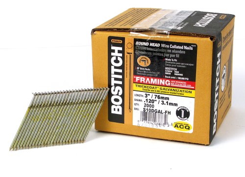 0617633004802 - BOSTITCH S10DGAL-FH 28 DEGREE 3-INCH BY .120-INCH WIRE WELD GALVANIZED FRAMING NAILS (2,000 PER BOX)