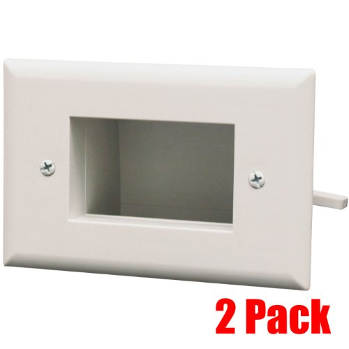 0617689104815 - DATACOMM 45-0008-WH 1-GANG (2 PACK) RECESSED LOW VOLTAGE WALL CABLE PLATE - WHITE