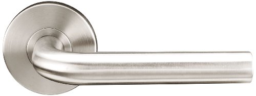 0617689425316 - INOX RA101L61-32D RA ROSETTE PASSAGE OR HALLWAY LEVER SET WITH 101 COLOGNE LEVER, TL2 50 DEGREE LATCH AND 2-3/8-INCH BACKSET, SATIN NICKEL
