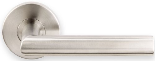 0617689425491 - INOX RA107L62-32D RA ROSETTE PRIVACY LEVER SET WITH 107 STOCKHOLM LEVER, TL2 50 DEGREE LATCH AND 2-3/8-INCH BACKSET, SATIN NICKEL