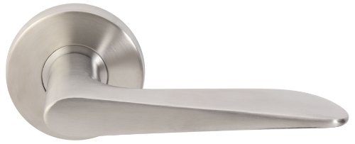 0617689425675 - INOX RA344L61-32D RA ROSETTE PASSAGE OR HALLWAY LEVER SET WITH 344 ECCO LEVER, TL2 50 DEGREE LATCH AND 2-3/8-INCH BACKSET, SATIN NICKEL
