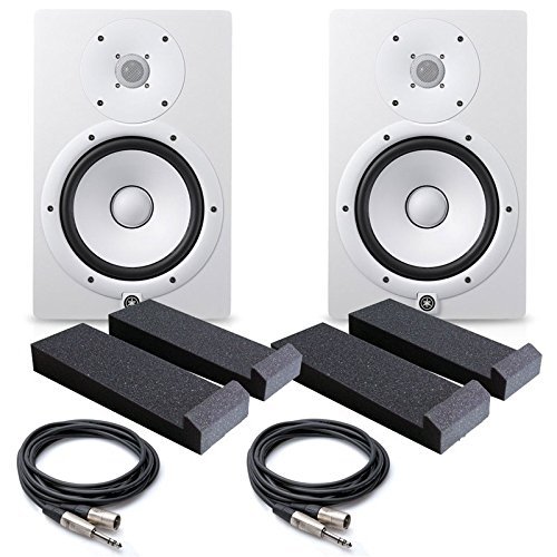 0617724698392 - YAMAHA HS8 W 8-INCH POWERED STUDIO MONITOR, WHITE - FREE INSOLATION PAD (PAIR) , PSC XLR TO 1/4 CABLES 20FT EA.