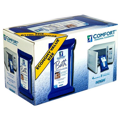 0618029790385 - COMFORT BATH VALUE SIZE! PERSONAL CLEANSING, ULTRA-THICK DISPOSABLE WASHCLOTHS, 4 PACKS OF 8