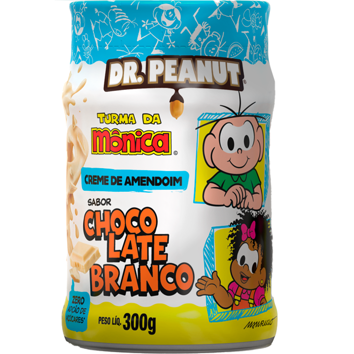 Creme De Amendoim Dr. Peanut Turma Da Mônica Sabor Chocolate Branco Com 300g
