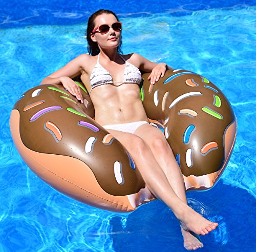 6189515589706 - COOLULI GIGANTIC CHOCOLATE DONUT POOL FLOAT - FUN FOR ALL AGES, 51-INCHES