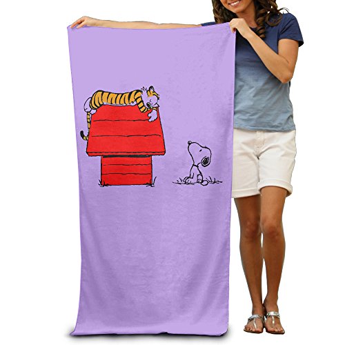 6189526771138 - ^GINAR^ 300G CALVIN AND HOBBES WITH SNOOPY 2 FUNNY FIBER REACTIVE BEACH TOWEL