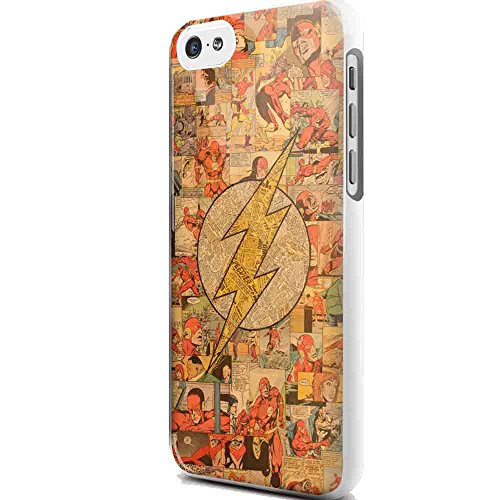 6190491140041 - FLASH SUPERHERO LOGO DC COMICS COLLAGE ART FOR IPHONE AND SAMSUNG GALAXY CASE (IPHONE 5/5S WHITE)