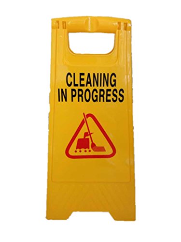 0619084410607 - CAUTION CLEANING IN PROGRESS DOUBLE SIDE SIGN WARNING BOARD BRIGHT YELLOW PLASTIC