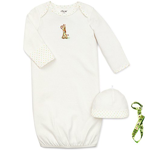0619159464436 - LITTLE ME UNISEX BOY GIRL BABY GIRAFFE GOWN HAT AND TETHER OFF WHITE 0-3 MTHS