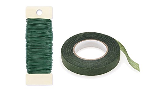 6192411804002 - FLORAL ARRANGEMENT TAPE GREEN 1/2 INCH PADDLE WIRE 22 GAUGE W/ FREE FLOWER CRAFTING TOOLS EBOOK BUNDLE