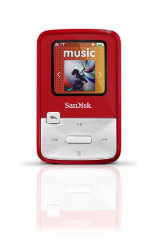 6196590708236 - SANDISK SANSA CLIP ZIP 4GB MP3 PLAYER, RED WITH FULL-COLOR DISPLAY, MICROSDHC CA