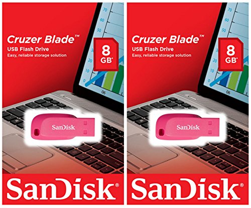 0619659111113 - LOT OF 2 SANDISK CRUZER BLADE 8GB USB 2.0 FLASH DRIVE THUMB STICK PINK SDCZ50C-008G-B35PE ( 2 PACK )