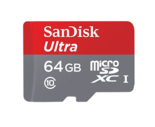0619659134846 - SANDISK ULTRA 64GB MICROSDXC UHS-I CARD WITH ADAPTER, GREY/RED, STANDARD PACKAGING (SDSQUNC-064G-GN6MA)