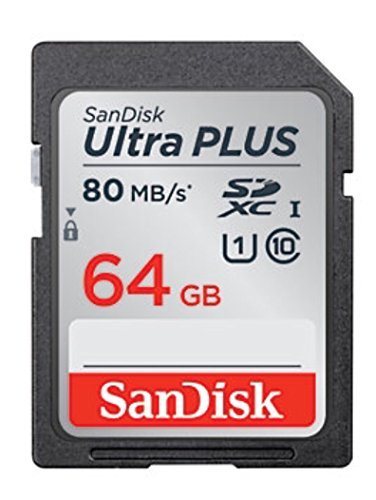 0619659137298 - SANDISK - ULTRA PLUS 64GB SDXC CLASS 10 UHS-1 MEMORY CARD - BLACK/GRAY/RED
