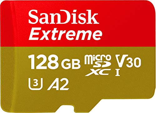 0619659170714 - SANDISK 128GB EXTREME MICROSDXC UHS-I MEMORY CARD WITH ADAPTER - C10, U3, V30, 4K, A2, MICRO SD - SDSQXA1-128G-GN6MA
