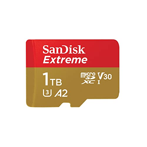 0619659188474 - SANDISK 1TB EXTREME MICROSDXC UHS-I MEMORY CARD WITH ADAPTER - UP TO 190MB/S, C10, U3, V30, 4K, 5K, A2, MICRO SD CARD- SDSQXAV-1T00-GN6MA