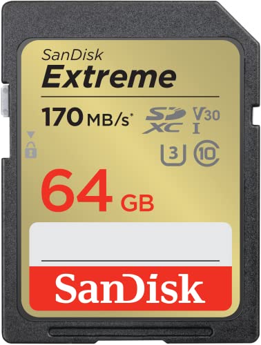 0619659188610 - SANDISK 64GB EXTREME SDXC UHS-I MEMORY CARD - C10, U3, V30, 4K, UHD, SD CARD - SDSDXV2-064G-GNCIN