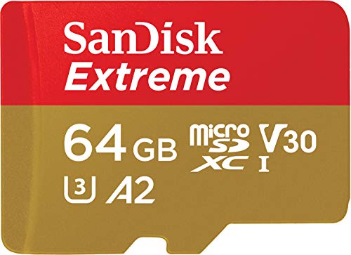 0619659193409 - SANDISK 64GB EXTREME MICROSDXC UHS-I MEMORY CARD WITH ADAPTER - C10, U3, V30, 4K, 5K, A2, MICRO SD CARD - SDSQXAH-064G-GN6MA