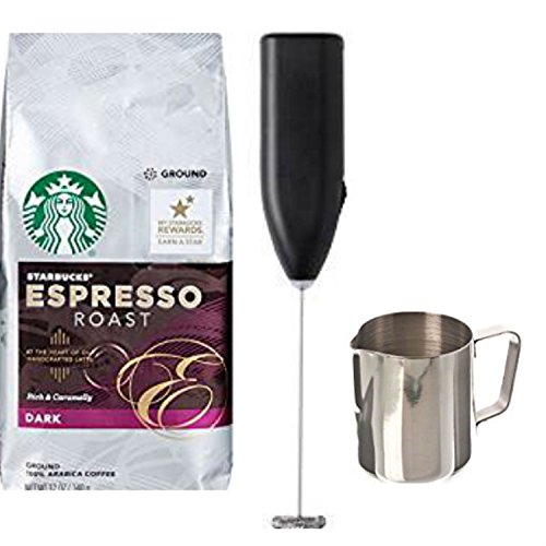 0619730387123 - DELUXE FROTHING BUNDLE WITH STARBUCKS GROUND ESPRESSO, AN IKEA MILK COFFEE FROTHER, AND A STEAMED MILK PITCHER
