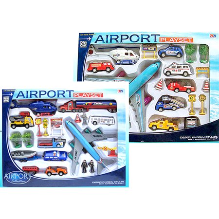 0619850412507 - 20 PIECE SET - AIRPORT TOY SET AIRPLANES PLAYSET SIGNS CARS HELICOPTER PLAY JUGETE DE AVIONES CARROS