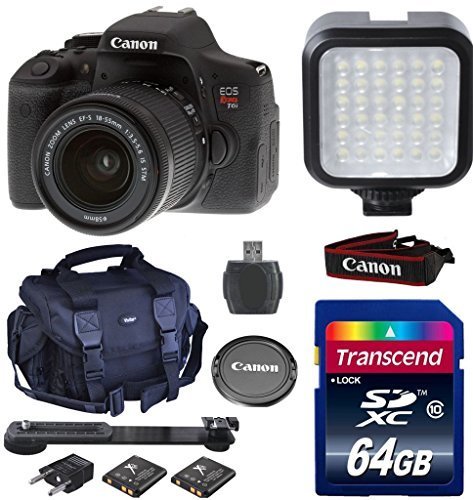 6200533986800 - CANON EOS REBEL T6I DIGITAL SLR WITH EF-S 18-55 IS STM (SILENT MOTOR) LENS + 64GB CLASS 10 MEMORY CARD + DELUXE CAMERA CASE + LED LIGHT + CARD READER + VALUE BUNDLE + WI FI ENABLED
