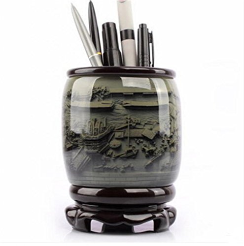 6205285371713 - CHINESE FASHION CERAMIC ROTATABLE BRUSH POT PEN&PENCIL CONTAINER/HOLDER/CASE GOOD PACK FOR GIFT AND HOME&OFFICE DECOR (QINGMING SCROLL)