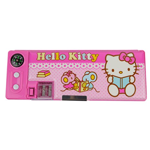 6205569664395 - HELLO KITTY MULTI-FUNCTIONAL STUDENTS' PENCIL BOXES WITH MINI COMPASS KT9316 (PINK)
