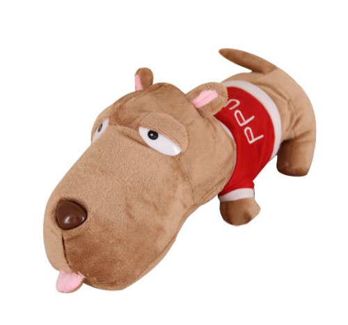 0621367360028 - US FASHIONEER DP#239 LAZY SLEEPY DOG PLUSH TOY STUFFED PP COTTON ANIMALS HUGS TOY 30CM LONG (TAIL EXCLUDED), RED X1