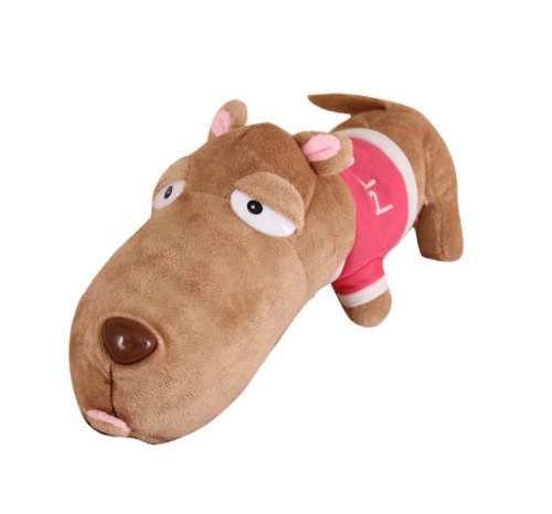 0621367360042 - US FASHIONEER DP#255 LAZY SLEEPY DOG PLUSH TOY STUFFED PP COTTON ANIMALS HUGS TOY 30CM LONG (TAIL EXCLUDED), PINK X1