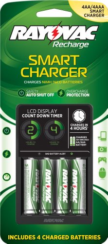 6213759002957 - RAYOVAC PS332-4B LCD SMART CHARGER WITH 4 AA NIMH LOW SELF-DISCHARGE BATTERIES