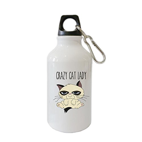 6215996173018 - CRAZY CAT LADY CUSTOM PERSONALIZED STAINLESS STEEL SPORTS WATER BOTTLE WITH LOOP CAP DURABLE BOTTLE MUG